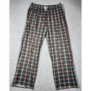 Windowpane Plaid Pajama Pants Stretch Lounge Drawstring Comfy Womens Size XL